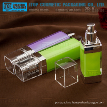 ZB-K Series 30ml 50ml square shape acrylic plastic high quality airless bottle